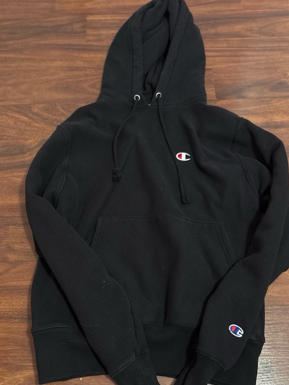 Champion Black Crewneck Hoodie with Small Logo